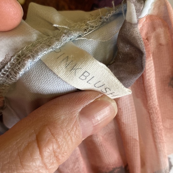 Pink Blush Light Blue Floral High Neck Maternity Dress Size L - Picture 9 of 10